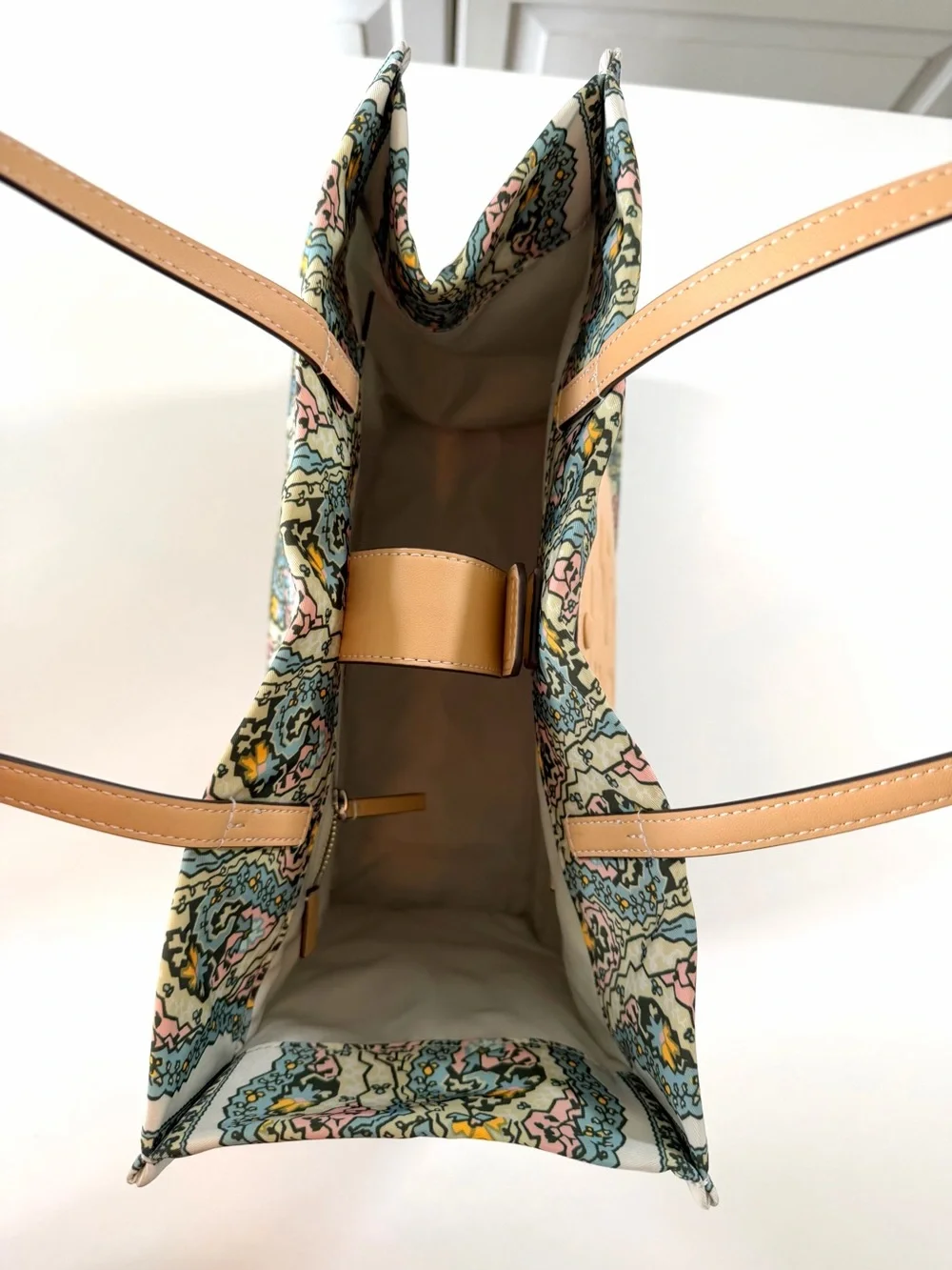 Tory Burch Ella Printed Tote Blue Dream Paisley Floral Paisley